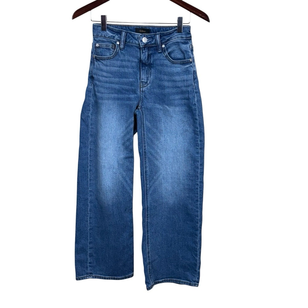 Quince Women Bella Stretch Relaxed Straight Jeans Atlantic Blue 24